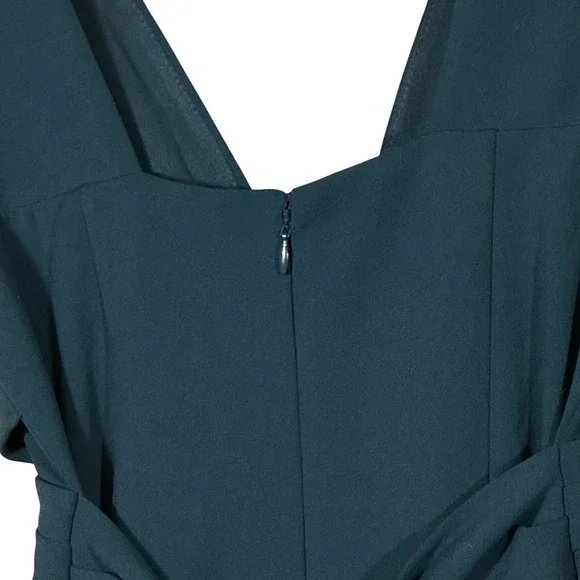 Anthropologie BHLDN Teal V Neck Sleeveless Wrap Waist Bow Back Midi Dress Size 4 - Picture 10 of 16